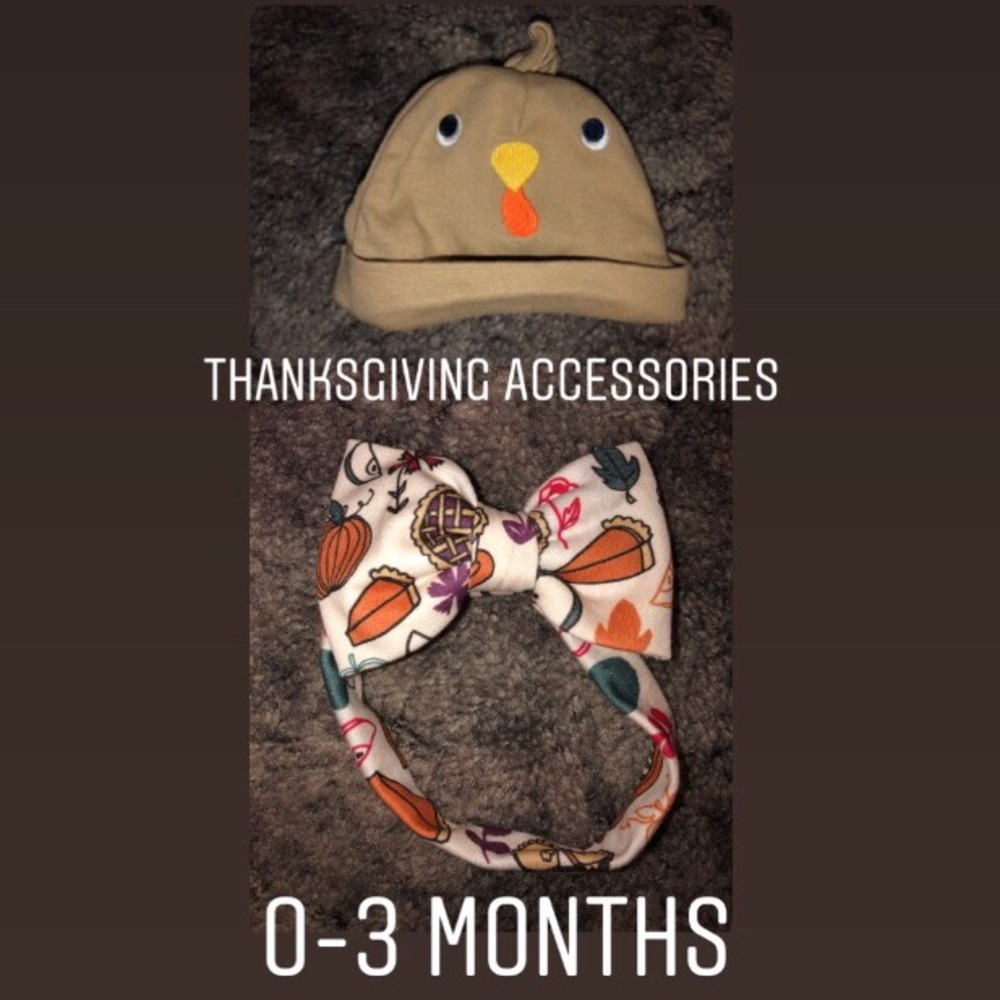 Thanksgiving accessories - hat and bow 0-3 months